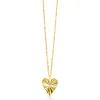 ZINZI Gold 14 krt gouden ketting 45cm met bewerkt hart hanger 15mm ZGC340