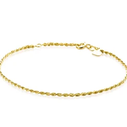 ZINZI Gold 14 krt gouden koord armband 1,6mm breed, lengte 17-19cm ZGA398