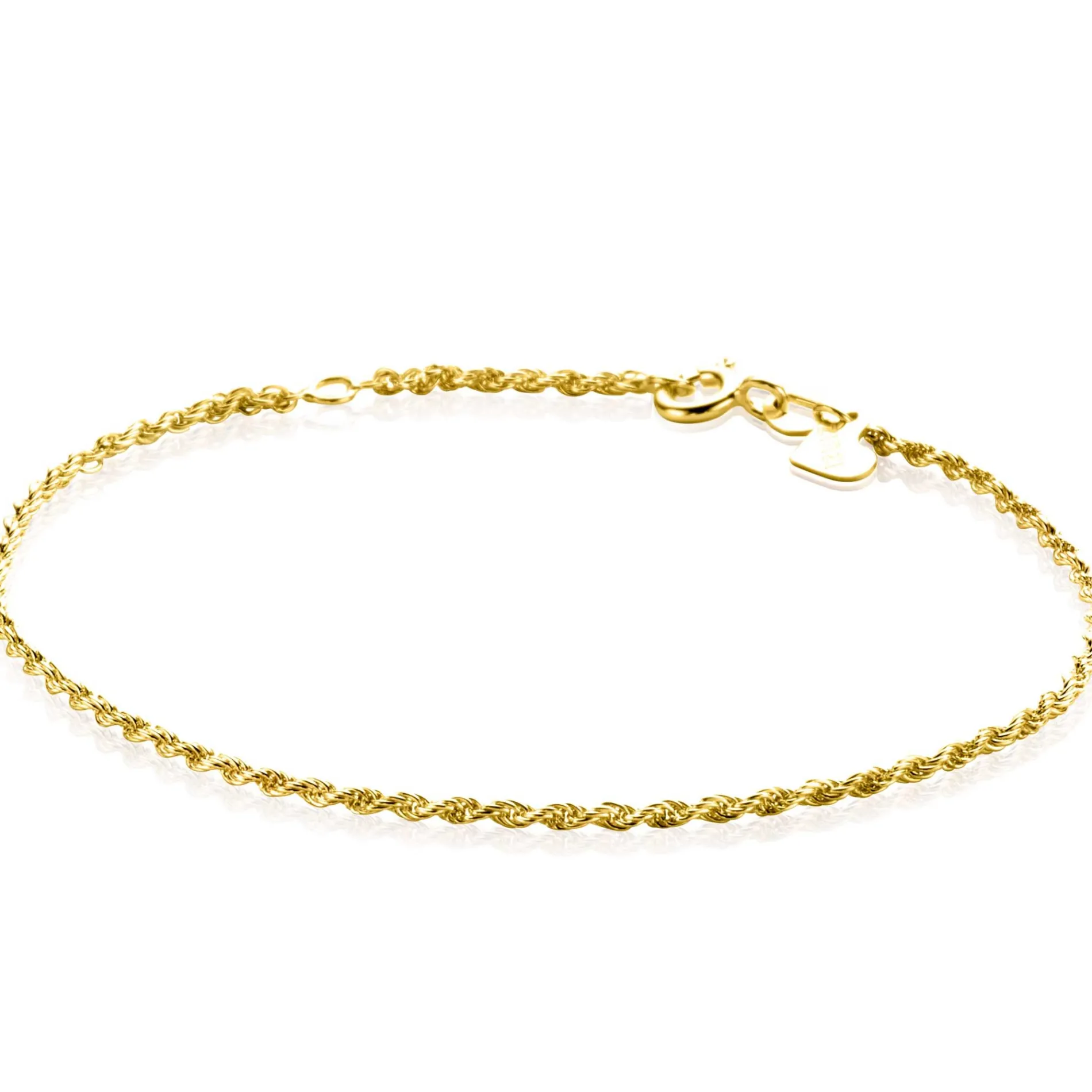 ZINZI Gold 14 krt gouden koord armband 1,6mm breed, lengte 17-19cm ZGA398