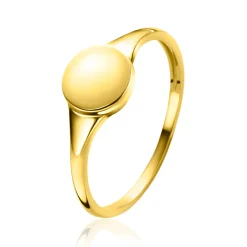 ZINZI Gold 14 krt gouden monogram ring met ovaal plaatje van 7mm ZGR406