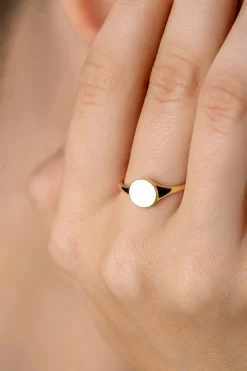 ZINZI Gold 14 krt gouden monogram ring met ovaal plaatje van 7mm ZGR406