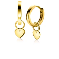 ZINZI Gold 14 krt gouden oorbedels glad hart 5,5mm ZGCH389 (zonder oorringen)