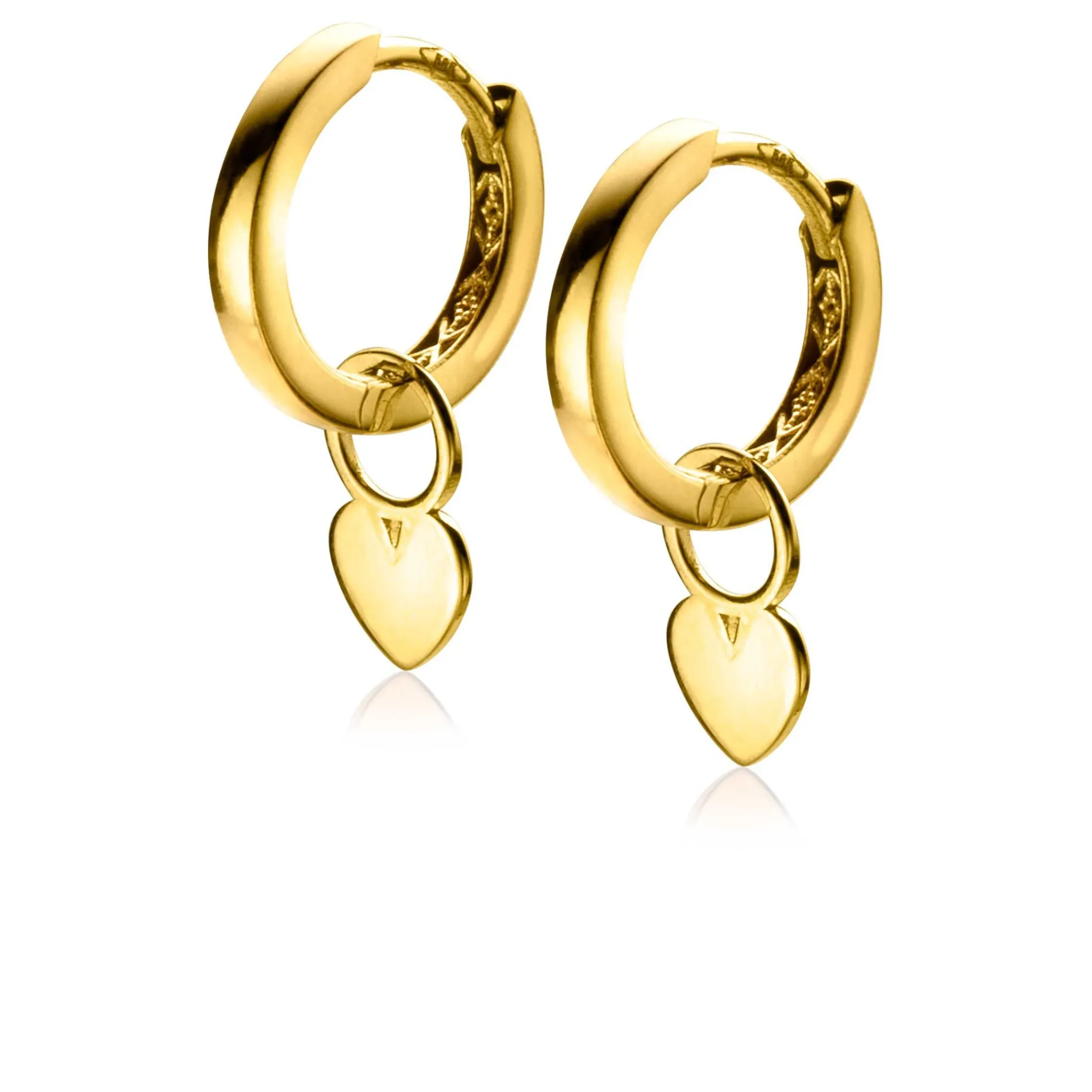ZINZI Gold 14 krt gouden oorbedels glad hart 5,5mm ZGCH389 (zonder oorringen)
