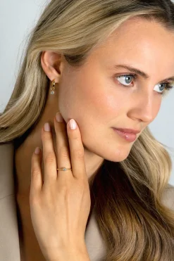 ZINZI Gold 14 krt gouden oorbedels in ronde vorm bezet met witte zirconia 5mm ZGCH421 (zonder oorringen)