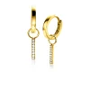 ZINZI Gold 14 krt gouden oorbedels staafje bezet met witte zirconia's 10mm ZGCH387 (zonder oorringen)