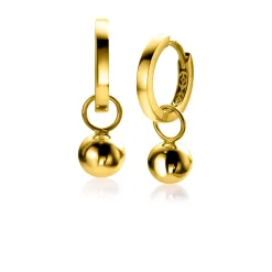 ZINZI Gold 14 krt gouden oorbedels gladde bol 6mm ZGCH392 (zonder oorringen)