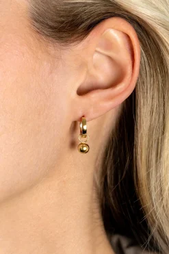 ZINZI Gold 14 krt gouden oorbedels gladde bol 6mm ZGCH392 (zonder oorringen)