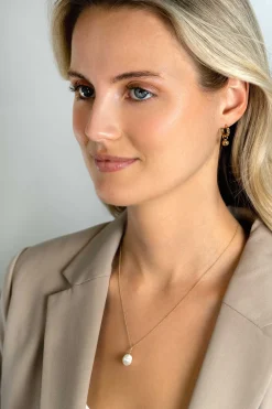 ZINZI Gold 14 krt gouden oorbedels gladde bol 6mm ZGCH392 (zonder oorringen)