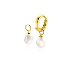 ZINZI Gold 14 krt gouden oorbedels met witte parels in natuurlijke vorm 6,5mm ZGCH405 (zonder oorringen)