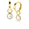 ZINZI Gold 14 krt gouden oorbedels in ronde vorm bezet met witte zirconia 7mm ZGCH391 (zonder oorringen)