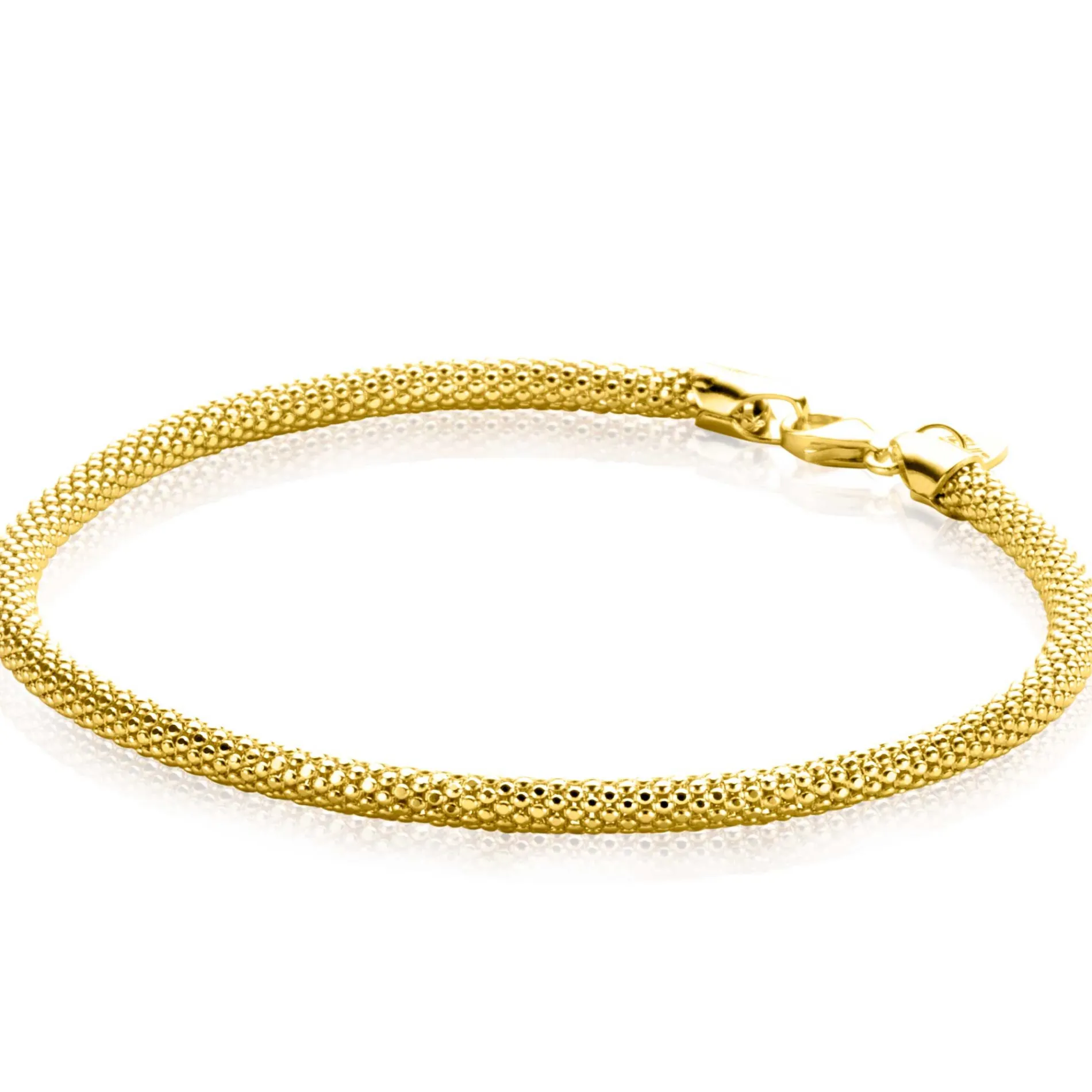 ZINZI Gold 14 krt gouden popcorn schakelarmband 3mm breed, lengte 18,5cm ZGA380