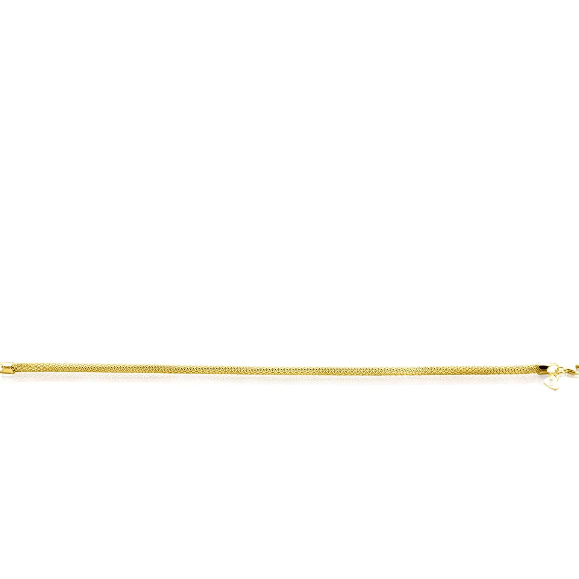 ZINZI Gold 14 krt gouden popcorn schakelarmband 3mm breed, lengte 18,5cm ZGA380