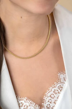 ZINZI Gold 14 krt gouden popcorn schakel-collier 3mm breed, lengte 43cm ZGC380
