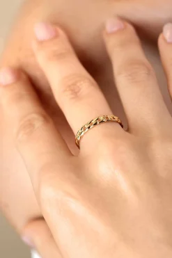 ZINZI Gold 14 krt gouden ring met trendy gourmet schakel 3mm breed ZGR448