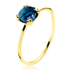 ZINZI Gold 14 krt gouden ring waarbij een Londen topaas (6mm) is gezet in een vierkante chatonzetting ZGR537