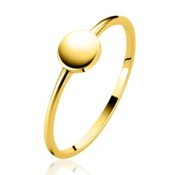 ZINZI Gold 14 krt gouden ring met glad rond plaatje ZGR554