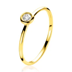 ZINZI Gold 14 krt gouden ring bezet met ronde witte zirconia 4,5mm breed ZGR371