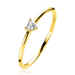 ZINZI Gold 14 krt gouden ring bezet met een witte zirconia in driehoekszetting (3,6mm) ZGR370