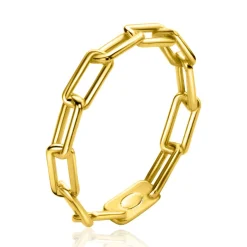 ZINZI Gold 14 krt gouden schakelring van 3mm breed, met de populaire paperclip-schakel ZGR346