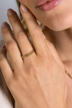 ZINZI Gold 14 krt gouden schakelring van 3mm breed, met de populaire paperclip-schakel ZGR346