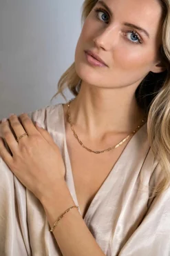 ZINZI Gold 14 krt gouden schakelring van 3mm breed, met de populaire paperclip-schakel ZGR346