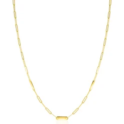 ZINZI Gold 14 krt gouden schakelketting met paperclip schakels (1,8mm breed) en drie gladde plaatjes 45cm ZGC443