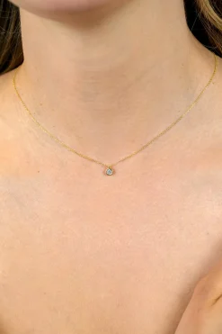 ZINZI Gold 14 krt gouden schakelkettinkje 43cm met sierlijke ronde hanger, bezet met witte zirconia ZGC371