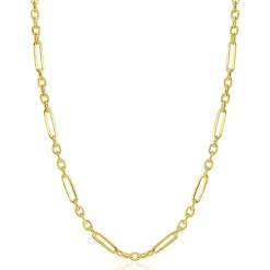 ZINZI Gold 14 krt gouden schakelketting met afwisselend lange paperclip schakels en ovale jasseron schakels (4mm breed) 45cm ZGC473