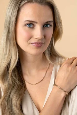 ZINZI Gold 14 krt gouden schakelketting met afwisselend lange paperclip schakels en ovale jasseron schakels (4mm breed) 45cm ZGC473