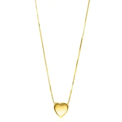 ZINZI Gold 14 krt gouden venetiaanse ketting 45cm met sierlijk glad hartje van 7mm ZGC486