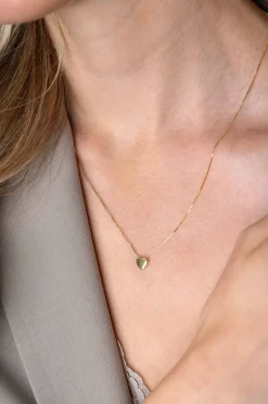 ZINZI Gold 14 krt gouden venetiaanse ketting 45cm met sierlijk glad hartje van 7mm ZGC486