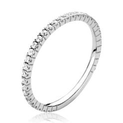 ZINZI Gold 14 krt witgouden ring 1,7mm breed met 40 witte zirconia's gezet in railzetting ZGR373W