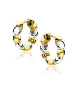 ZINZI gold plated bicolor oorringen rondjes 13,5x2,5mm ZIO2273
