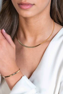 ZINZI gold plated zilveren platte slangen-ketting 45cm 3,5mm breed ZIC2292G