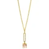 ZINZI gold plated zilveren jasseron ketting met schitterende open ovale vorm en vierkante hanger in licht roze 42-45cm ZIC2579