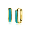 ZINZI gold plated zilveren luxe oorringen rechthoek vorm met turquoise emaille 15x4mm ZIO2339T