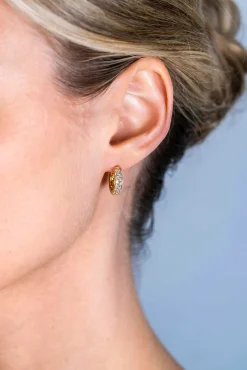 ZINZI gold plated zilveren luxe oorringen 14 x 4mm witte zirconia's ZIO2317Y
