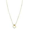 ZINZI gold plated zilveren ketting 42-45cm met glanzend hart aan een open rondje ZIC2759