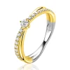 ZINZI gold plated zilveren cross-over ring, bezet met witte zirkonia’s ZIR2725Y