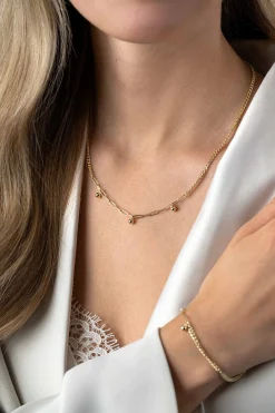 ZINZI gold plated zilveren schakelketting met gourmet en paperclip schakels en bolletjes 40-45cm ZIC2521G