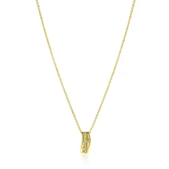 ZINZI gold plated zilveren schakelketttinkje met multi-look hanger (16mm) in golvend design 45-48cm ZIC2685