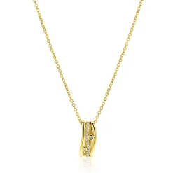 ZINZI gold plated zilveren schakelketttinkje met multi-look hanger (16mm) in golvend design 45-48cm ZIC2685