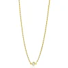 ZINZI gold plated zilveren koord ketting bezet met een ronde witte zirconia 40-45cm ZIC2461Y