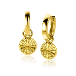 ZINZI gold plated zilveren oorbedels zon met zonnestralen 10mm ZICH2296 (zonder oorringen)