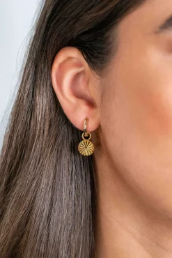 ZINZI gold plated zilveren oorbedels zon met zonnestralen 10mm ZICH2296 (zonder oorringen)