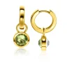 ZINZI gold plated zilveren oorbedels dubbelzijdig groen wit Swarovski crystals 9mm ZICH1006G (zonder oorringen)