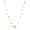 ZINZI gold plated zilveren ketting 42–45cm met sierlijke strik, bezet met witte zirkonia ZIC2724Y
