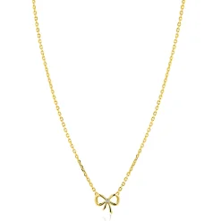 ZINZI gold plated zilveren ketting 42–45cm met sierlijke strik, bezet met witte zirkonia ZIC2724Y