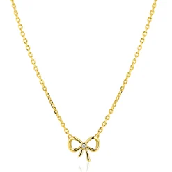 ZINZI gold plated zilveren ketting 42–45cm met sierlijke strik, bezet met witte zirkonia ZIC2724Y