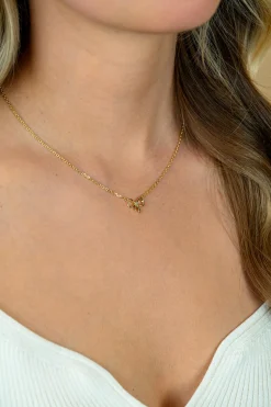 ZINZI gold plated zilveren ketting 42–45cm met sierlijke strik, bezet met witte zirkonia ZIC2724Y